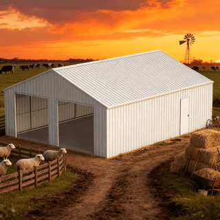 33FT x 25FT Heavy-Duty Metal Garage Barn with Reinforced Steel Frame & Dual Doors – Large Storage Shed for Vehicles, Equipment & Farm Use