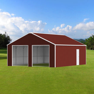 33FT x 25FT Heavy-Duty Metal Garage Barn with Reinforced Steel Frame & Dual Doors – Large Storage Shed for Vehicles