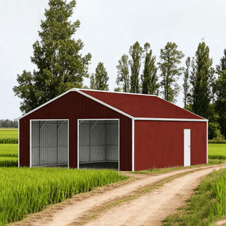 33FT x 25FT Heavy-Duty Metal Garage Barn with Reinforced Steel Frame & Dual Doors – Large Storage Shed for Vehicles