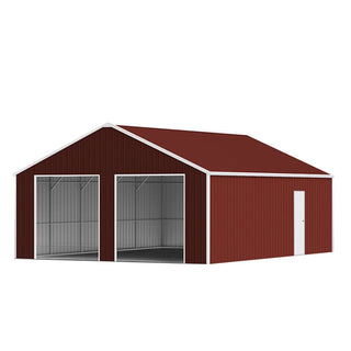 33FT x 25FT Heavy-Duty Metal Garage Barn with Reinforced Steel Frame & Dual Doors – Large Storage Shed for Vehicles