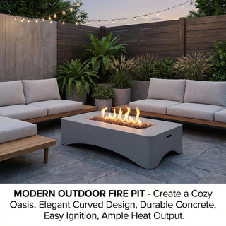 56-Inch Propane Fire Pit Table, 50,000 BTU Concrete Gas Fire Pit for Patio, Backyard & Deck with Lava Rocks & Cover
