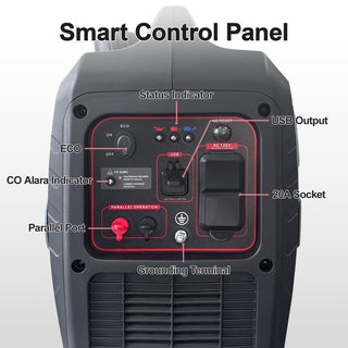 Portable Inverter Generator, 79.7cc 4-Stroke Gas Generator with Pure Sine Wave Output, ECO Mode, CO Alert Indicator, USB Ports & Parallel Capability