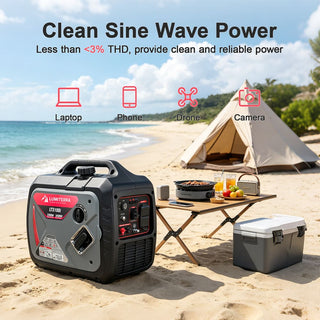 Portable Inverter Generator, 79.7cc 4-Stroke Gas-Powered Generator with Pure Sine Wave Output, ECO Mode, USB Ports & Parallel Capability