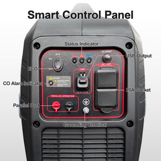 Portable Inverter Generator, 79.7cc 4-Stroke Gas Generator with Pure Sine Wave Output, ECO Mode, CO Alert Indicator, USB Ports & Parallel Capability