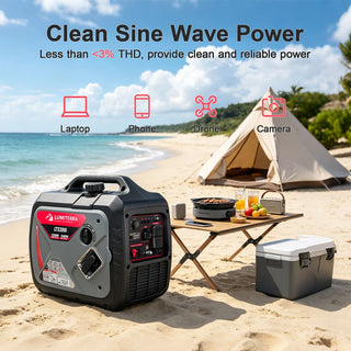 Portable Inverter Generator, 79.7cc 4-Stroke Gas Generator with Pure Sine Wave Output, ECO Mode, CO Alert Indicator, USB Ports & Parallel Capability