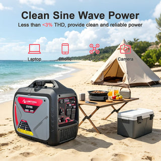 Portable Inverter Generator, 79.7cc 4-Stroke Gas-Powered Generator with Pure Sine Wave Output, ECO Mode, USB Ports & Parallel Capability