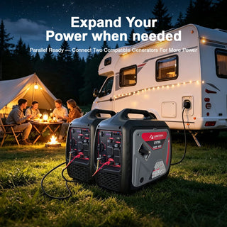 Portable Inverter Generator, 79.7cc 4-Stroke Gas-Powered Generator with Pure Sine Wave Output, ECO Mode, USB Ports & Parallel Capability