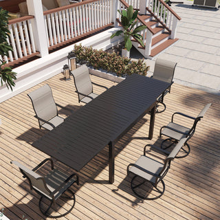 7-Piece Metal Patio Dining Set with Extendable Table & Swivel Dining Chairs – Outdoor Furniture for Patio, Deck & Garden