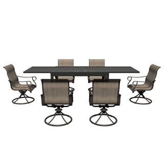 7-Piece Metal Patio Dining Set with Extendable Table & Swivel Chairs for Outdoor Garden, Deck & Backyard