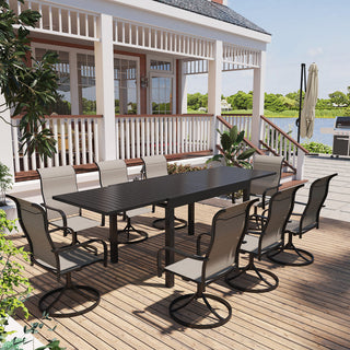 9-Piece Metal Patio Dining Set with Extendable Table & Swivel Chairs – Outdoor Dining Set for Patio, Deck & Garden