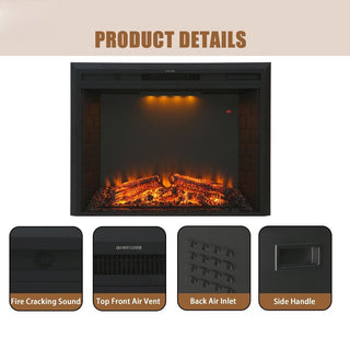 30 Inch Electric Fireplace Insert with Crackling Sound, Recessed Heater with Remote