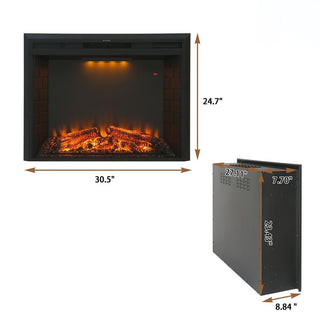 30 Inch Electric Fireplace Insert with Crackling Sound, Recessed Heater with Remote