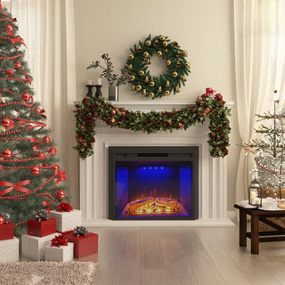 30 Inch Electric Fireplace Insert with Crackling Sound, Recessed Heater with Remote
