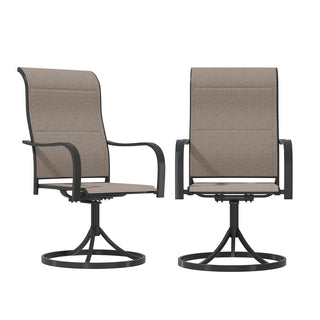 360° Swivel Patio Dining Chairs Set of 2 - Steel Frame Textilene Outdoor Chairs for Deck, Garden & Patio (Brown)