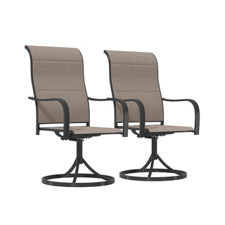 360° Swivel Patio Dining Chairs Set of 2 - Steel Frame Textilene Outdoor Chairs for Deck, Garden & Patio (Brown)