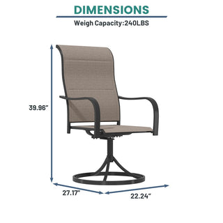360° Swivel Patio Dining Chairs Set of 2 - Steel Frame Textilene Outdoor Chairs for Deck, Garden & Patio (Brown)