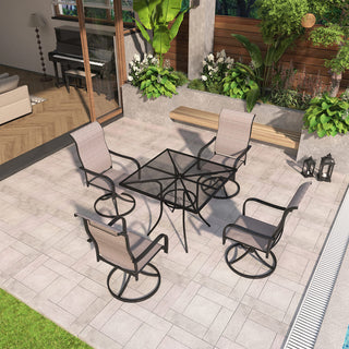 360° Swivel Patio Dining Chairs Set of 2 - Steel Frame Textilene Outdoor Chairs for Deck, Garden & Patio (Brown)