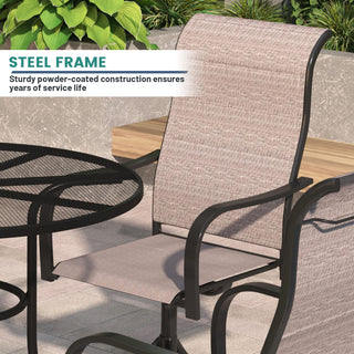 360° Swivel Patio Dining Chairs Set of 2 - Steel Frame Textilene Outdoor Chairs for Deck, Garden & Patio (Brown)