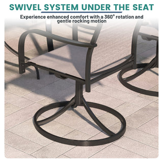 360° Swivel Patio Dining Chairs Set of 2 - Steel Frame Textilene Outdoor Chairs for Deck, Garden & Patio (Brown)