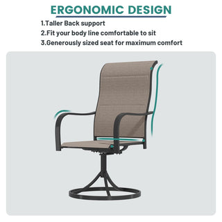 360° Swivel Patio Dining Chairs Set of 2 - Steel Frame Textilene Outdoor Chairs for Deck, Garden & Patio (Brown)