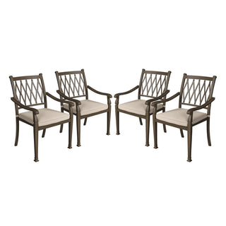 Set of 4 Outdoor Dining Chairs with Cushions – Cast Aluminum, Extra Wide Design