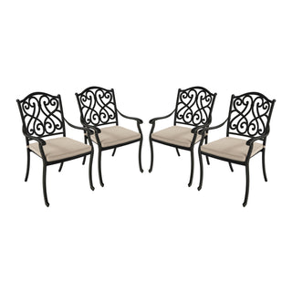 4 Piece Cast Aluminum Outdoor Dining Chairs with Cushion