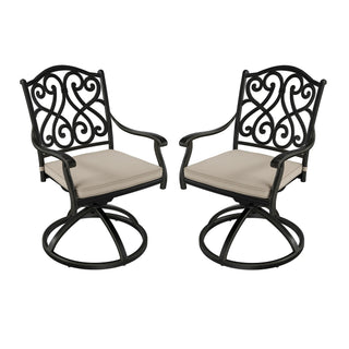 2-Piece Cast Aluminum Patio Swivel Chair Set with Cushions, Outdoor 360° Rockers