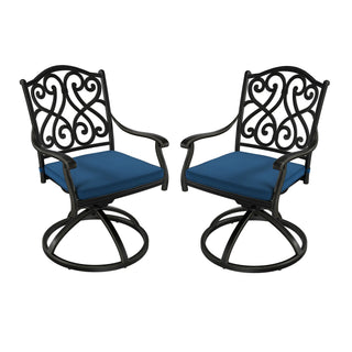 2-Piece Cast Aluminum Patio Swivel Chair Set with Cushions, Outdoor 360° Rockers