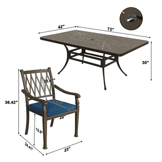 9-Piece Patio Dining Set – Cast Aluminum Rectangular Table & 8 Cushioned Chairs