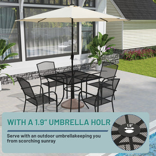 36" Square Black Steel Mesh Outdoor Dining Table with Umbrella Hole for Patio, Deck & Garden – Durable & Space-Saving