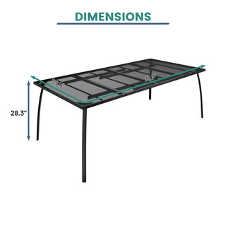 78.7" Rectangular Metal Outdoor Dining Table in Black for Patio, Deck & Backyard – Heavy-Duty & Weather-Resistant