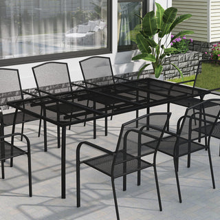 78.7" Rectangular Metal Outdoor Dining Table in Black for Patio, Deck & Backyard – Heavy-Duty & Weather-Resistant