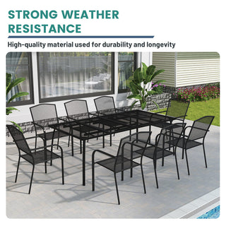 78.7" Rectangular Metal Outdoor Dining Table in Black for Patio, Deck & Backyard – Heavy-Duty & Weather-Resistant