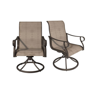 Mondawe 2-Piece Outdoor Swivel Dining Chairs, Steel Frame Textilene Patio Chairs with 360° Rotation for Deck, Lawn & Garden – Brown