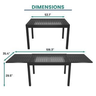Aluminum Extendable Dining Table for 6–10 People – Slatted Top Outdoor Patio Table, Rust-Resistant & Easy Assembly