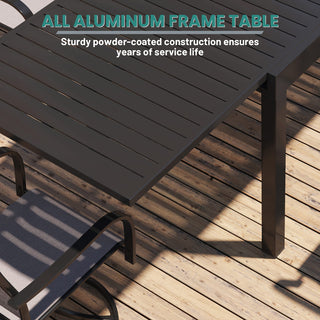 Aluminum Extendable Dining Table for 6–10 People – Slatted Top Outdoor Patio Table, Rust-Resistant & Easy Assembly