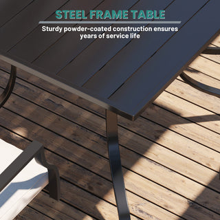 36.42-Inch Square Black Steel Outdoor Dining Table with Umbrella Hole – Patio Table for Deck, Lawn & Garden