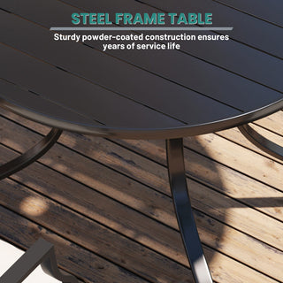 40-Inch Round Black Steel Outdoor Dining Table with Umbrella Hole – Patio Table for Deck, Lawn & Garden