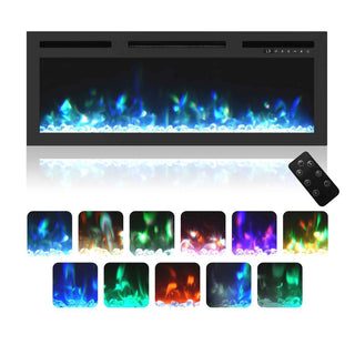 36 Inch Recessed Electric Fireplace Heater and Linear 1500W Adjustable 11 Flame