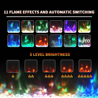 36 Inch Recessed Electric Fireplace Heater and Linear 1500W Adjustable 11 Flame