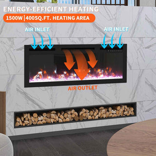 36 Inch Recessed Electric Fireplace Heater and Linear 1500W Adjustable 11 Flame
