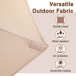 15FT Double-Sided Patio Umbrella with Solar LED String Lights & Base – Day-to-Night Outdoor Shade for Backyard & Pool