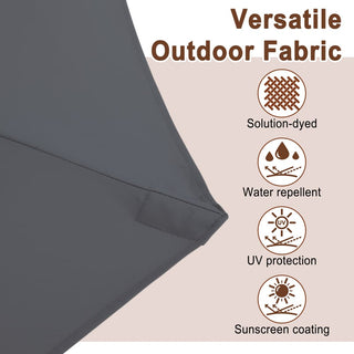 15FT Double-Sided Patio Umbrella with Solar LED String Lights & Base – Day-to-Night Outdoor Shade for Backyard & Pool