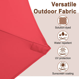 15FT Double-Sided Patio Umbrella with Solar LED String Lights & Base – Day-to-Night Outdoor Shade for Backyard & Pool