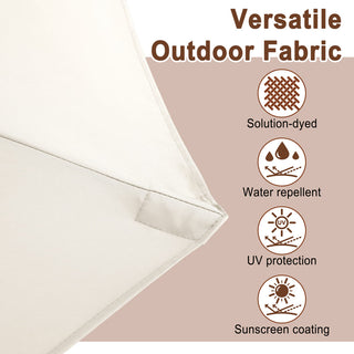 15FT Double-Sided Patio Umbrella with Solar LED String Lights & Base – Day-to-Night Outdoor Shade for Backyard & Pool