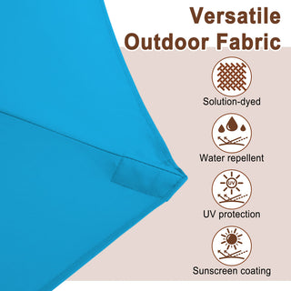 15FT Double-Sided Patio Umbrella with Solar LED String Lights & Base – Day-to-Night Outdoor Shade for Backyard & Pool