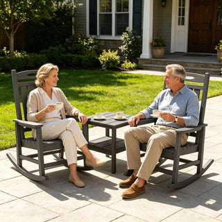 Set of 2 Outdoor HDPE Rocking Chairs for Adults – Oversized Patio Rockers for Porch, Garden & Lawn