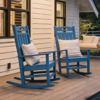 Set of 2 Outdoor HDPE Rocking Chairs for Adults – Oversized Patio Rockers for Porch, Garden & Lawn