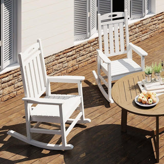 Set of 2 Outdoor HDPE Rocking Chairs for Adults – Oversized Patio Rockers for Porch, Garden & Lawn