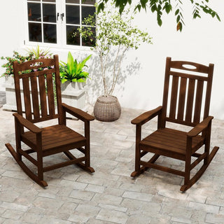 Set of 2 Outdoor HDPE Rocking Chairs for Adults – Oversized Patio Rockers for Porch, Garden & Lawn